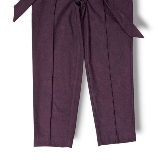 NWT LOFT BURGUNDY RED STRAIGHT LEG TIE BELT PANTS 00 PETITE XXS PETITE - Picture 4 of 9